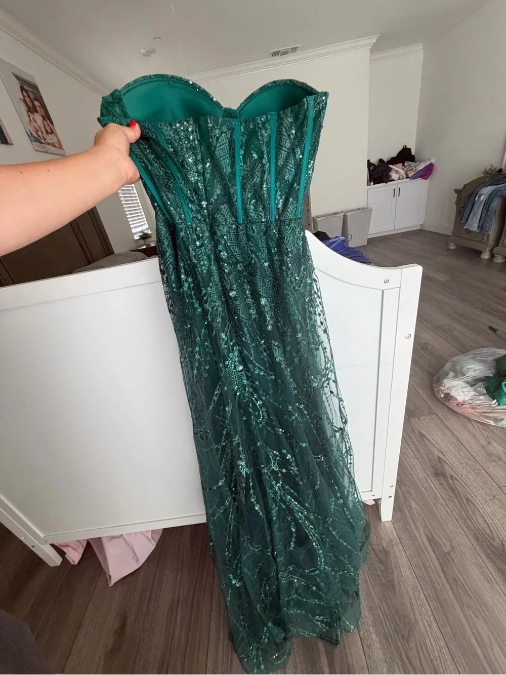 Cinderella Emerald Green Sequined Evening Dress